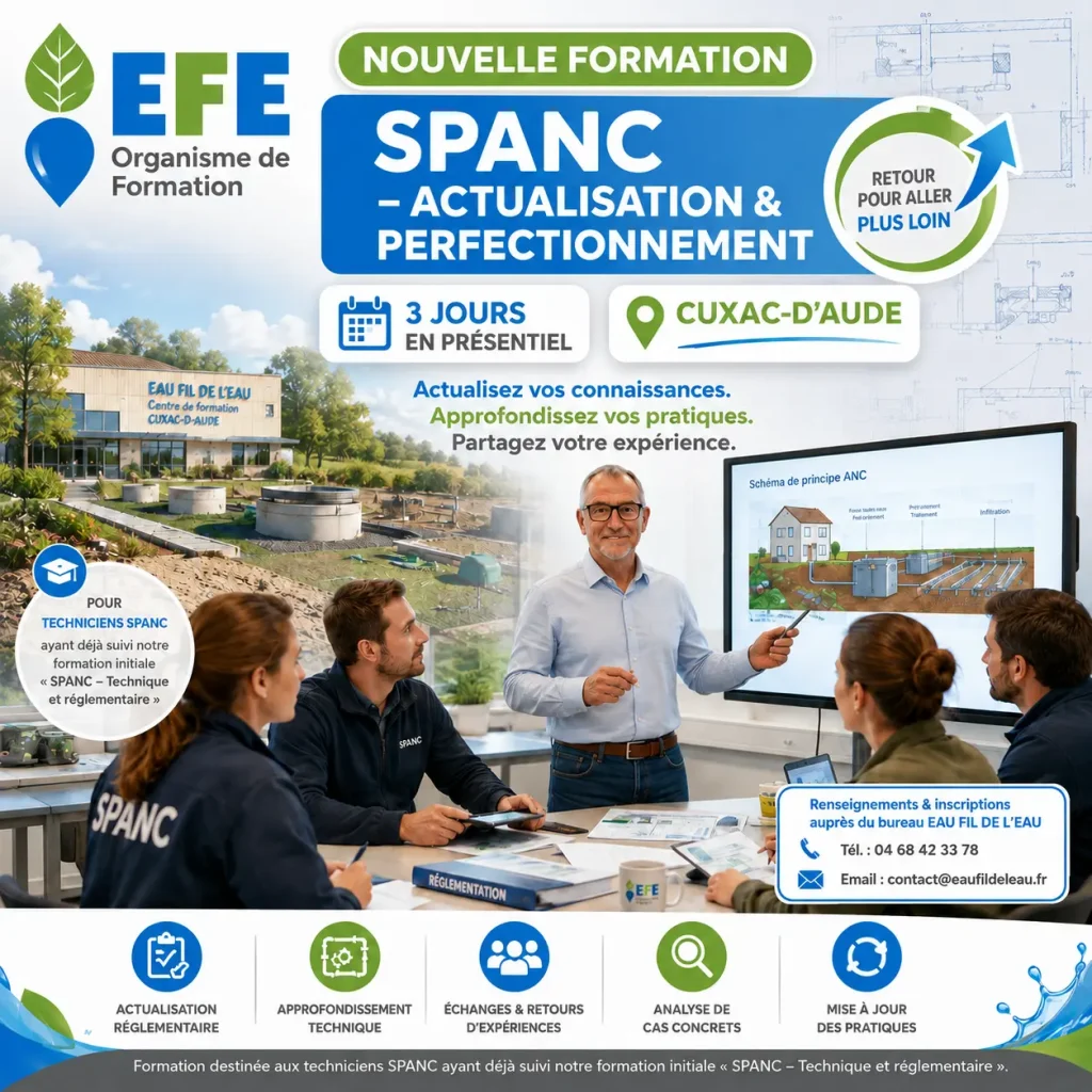 Eau Fil de l'Eau - Formation SPANC : actualisation et perfectionnement pour les techniciens de l’assainissement non collectif